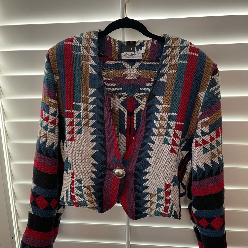 Gorgeous Southwest design jacket/sweater by Silverado in Small.